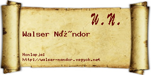 Walser Nándor névjegykártya